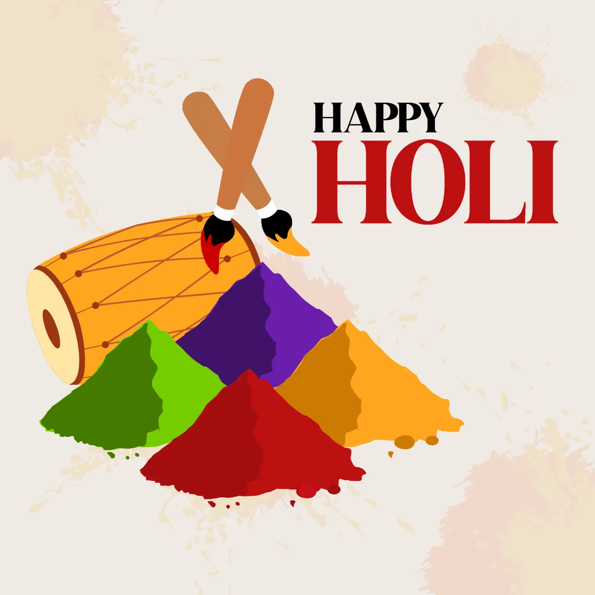 Free Holi Festival Vector Clip Arts Template to Edit Online