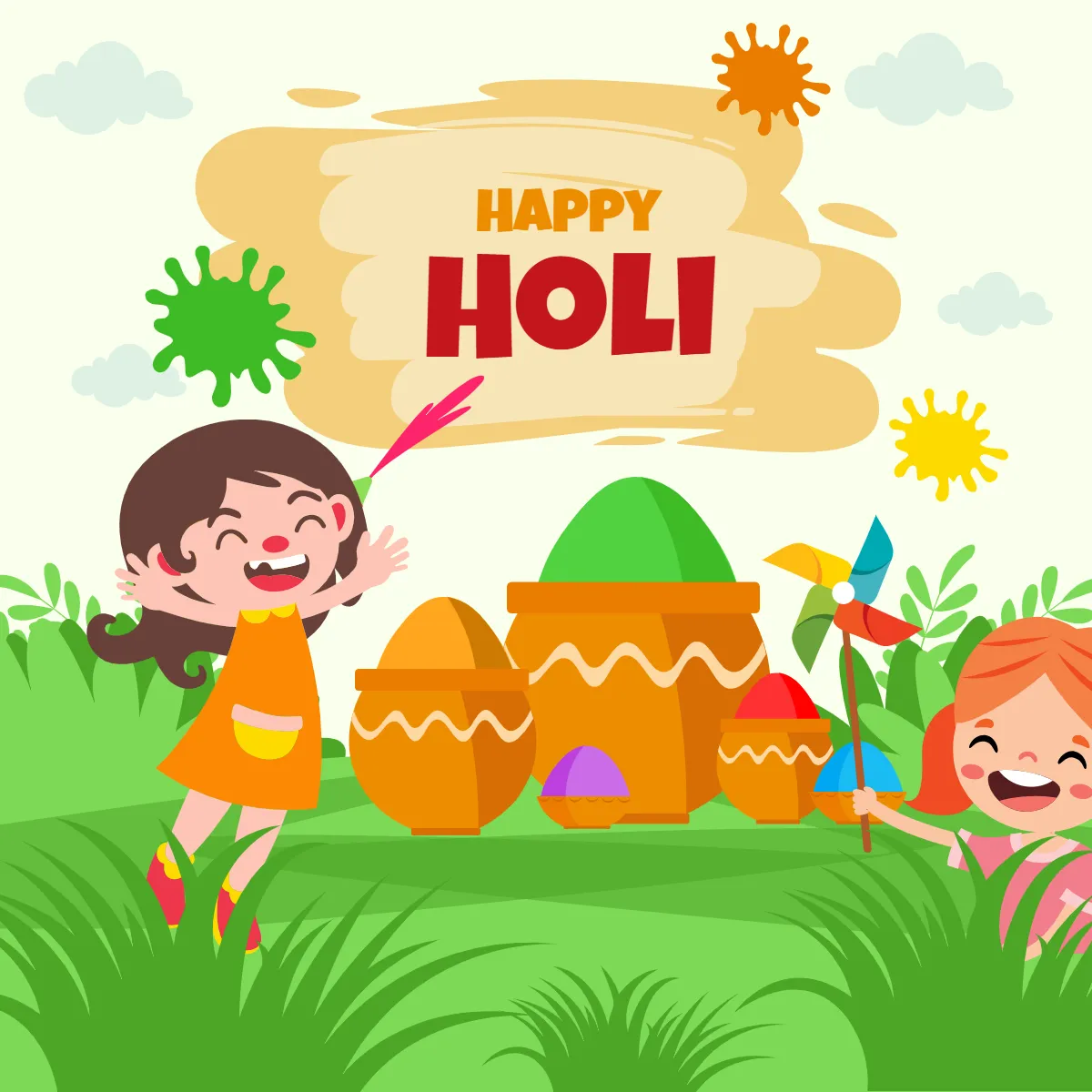 Free Holi Festival Garden Clip Arts Template to Edit Online