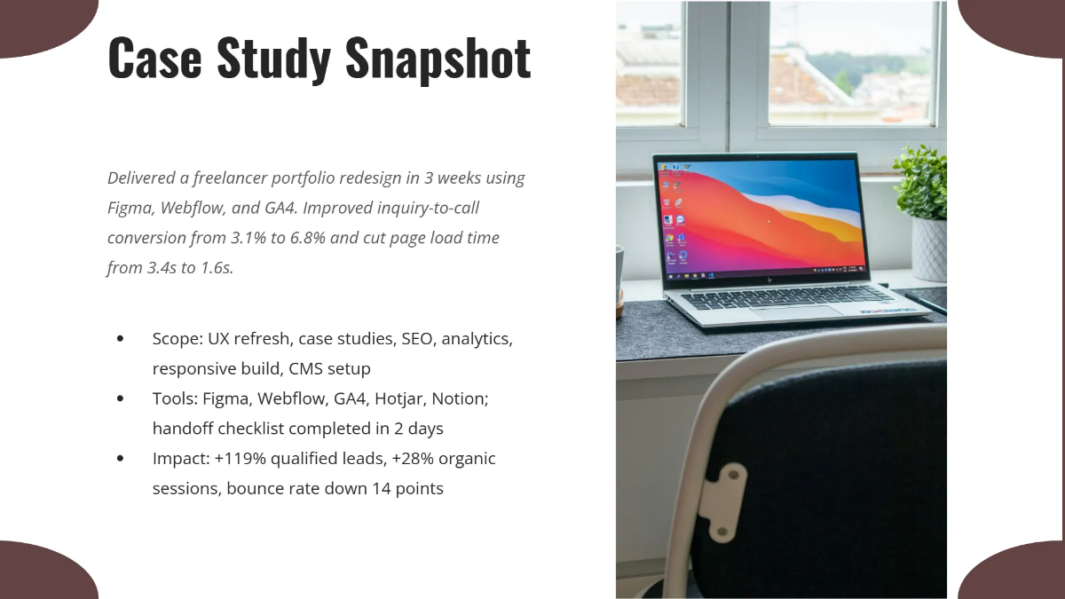Freelancer Portfolio Presentation Template to Edit Online