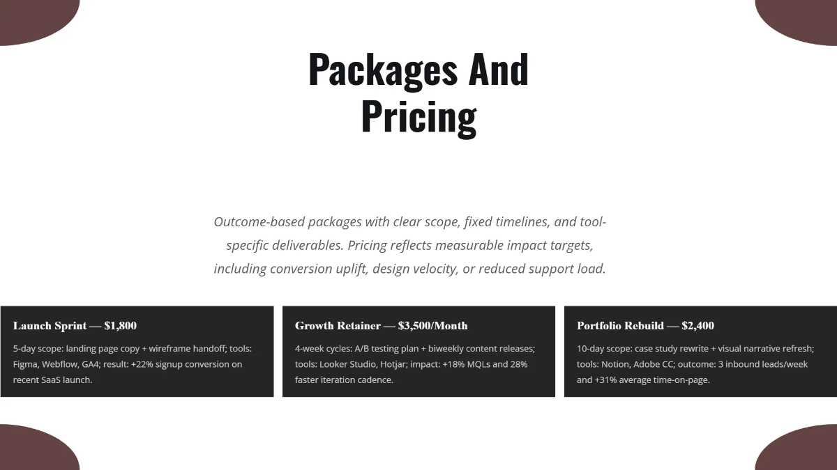 Freelancer Portfolio Presentation Template to Edit Online