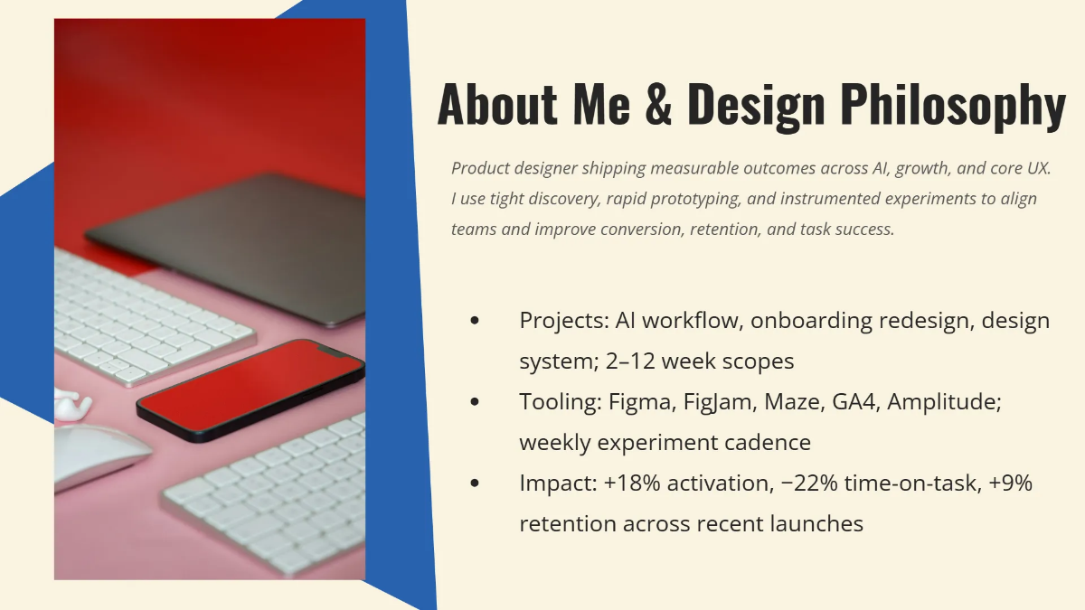 Free Product Designer Portfolio Deck Template to Edit Online