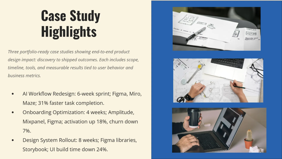 Free Product Designer Portfolio Deck Template to Edit Online