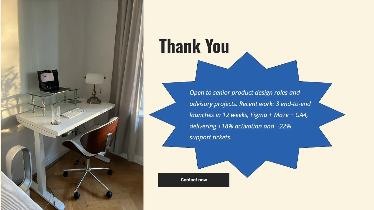 Free Product Designer Portfolio Deck Template to Edit Online