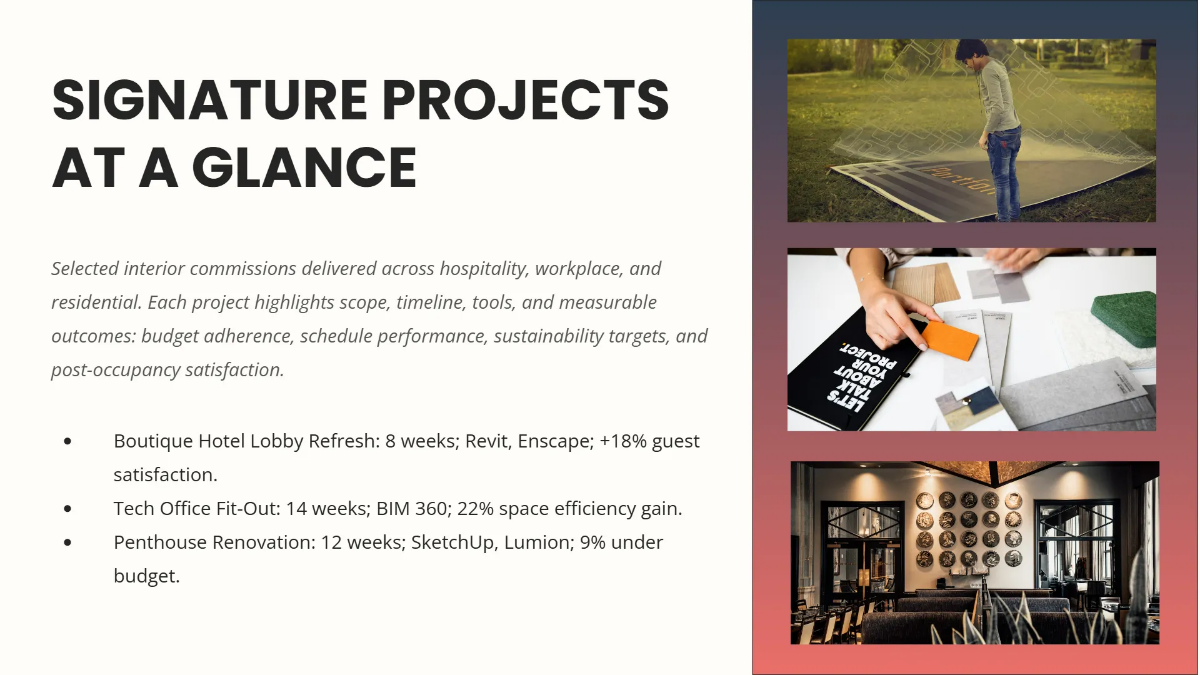 Free Interior Design Portfolio Presentation Template to Edit Online