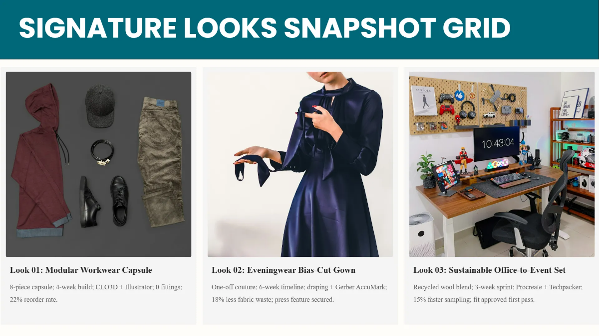 Free Fashion Designer Portfolio Slides Template to Edit Online