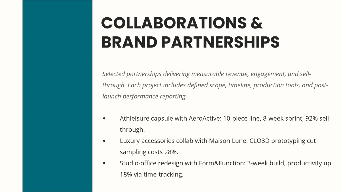 Free Fashion Designer Portfolio Slides Template to Edit Online