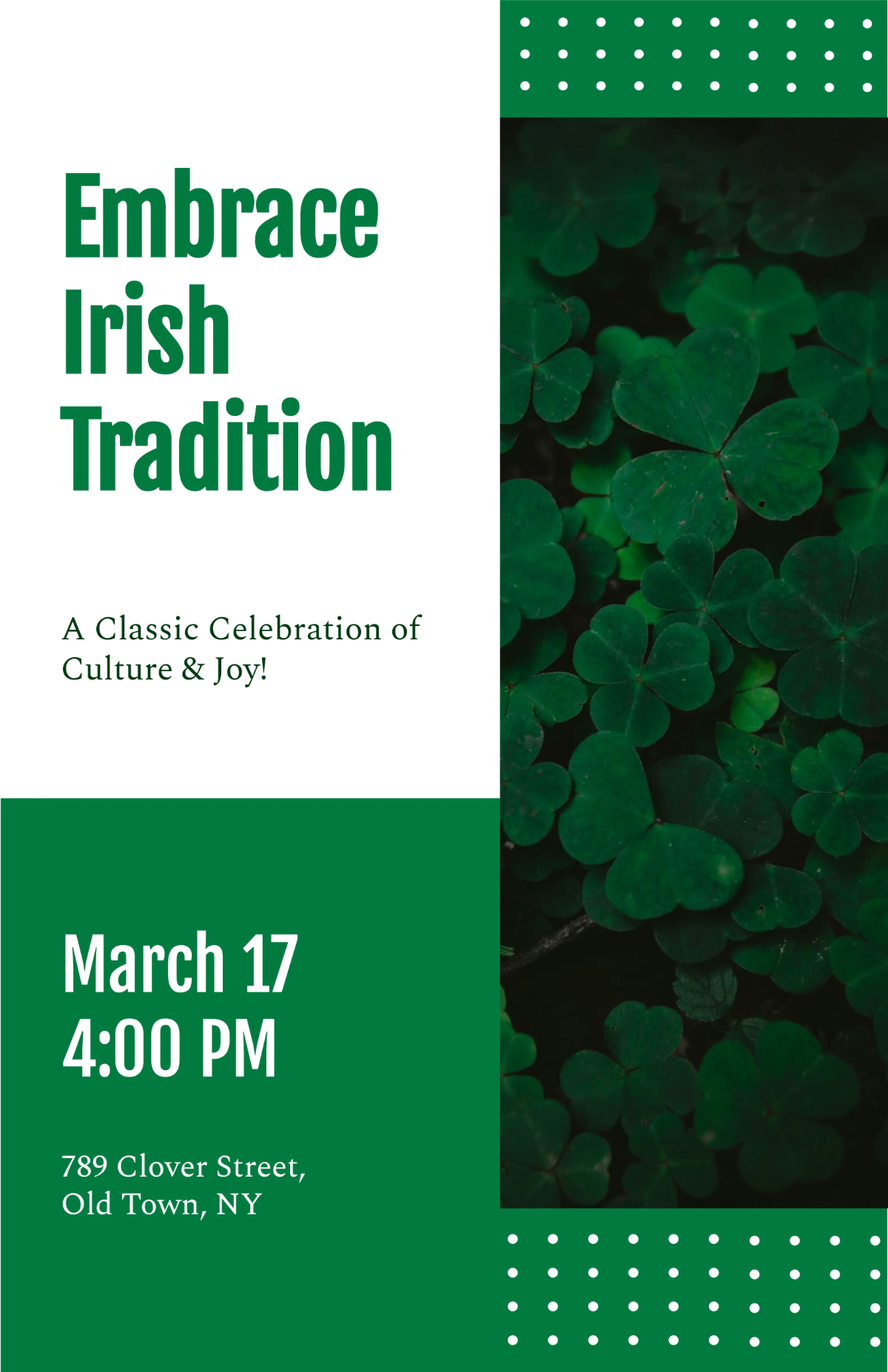 Free Traditional St. Patrick’s Day Poster Template to Edit Online Free Traditional St. Patrick’s Day Poster Template to Edit Online