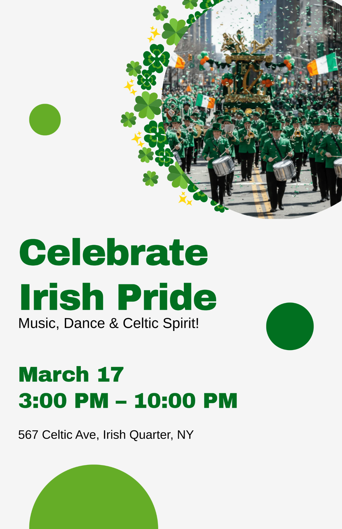 Free Irish Theme St. Patrick’s Day Poster Template to Edit Online