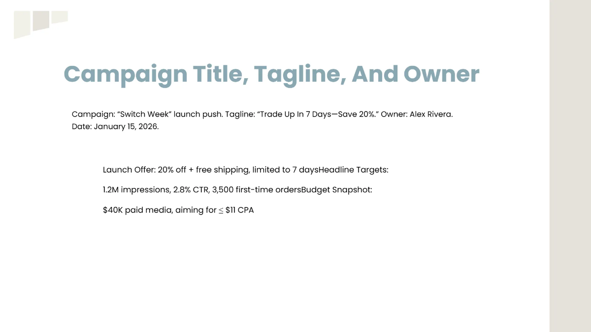 Free Marketing Campaign Presentation Template to Edit Online