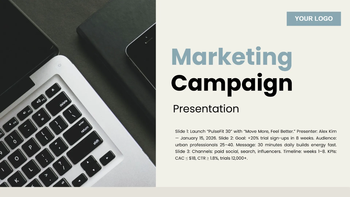 Free Marketing Campaign Presentation Template to Edit Online