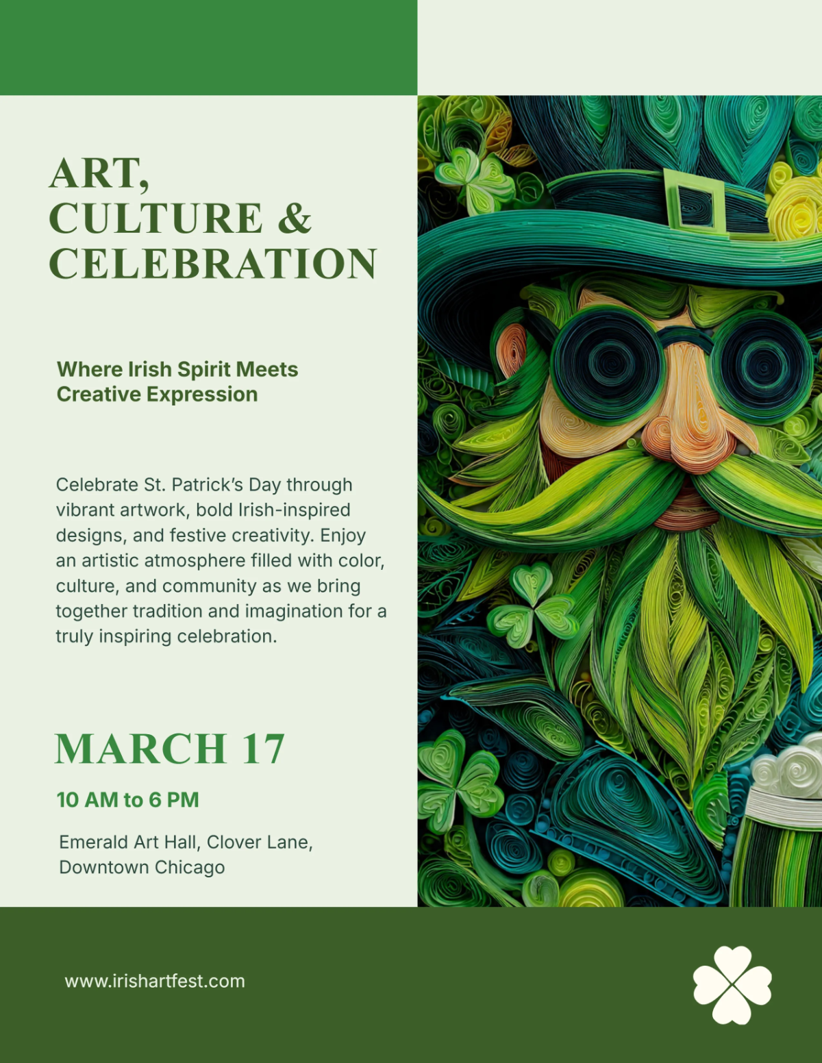 Free St. Patrick's Day Artwork Flyer Template to Edit Online