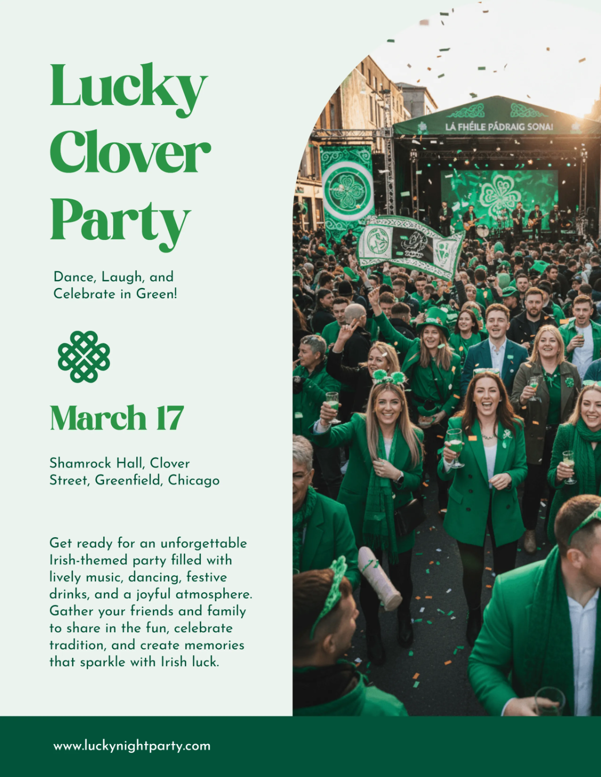Free St. Patrick's Day Party Flyer Template to Edit Online