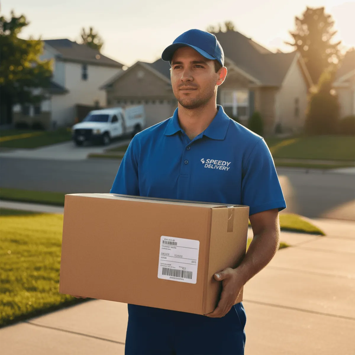 Free Delivery Man With Package to Edit Online