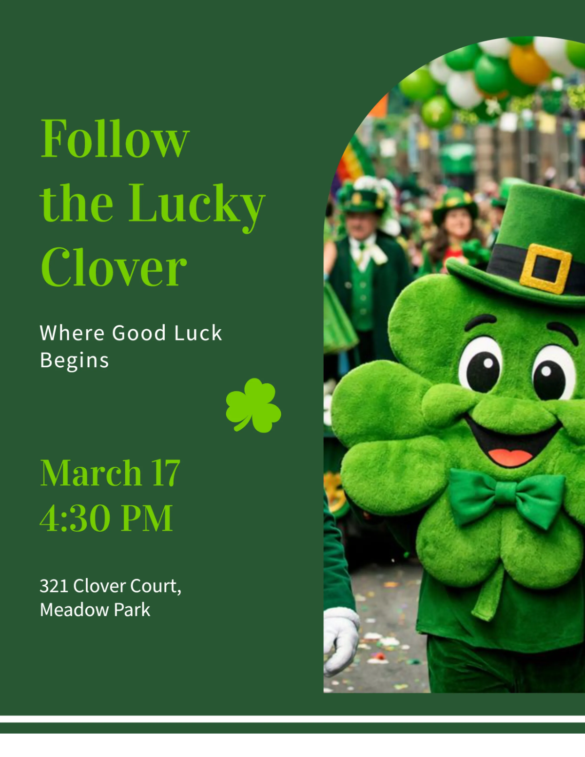 Free Lucky Clover St. Patrick’s Day Flyer Template to Edit Online