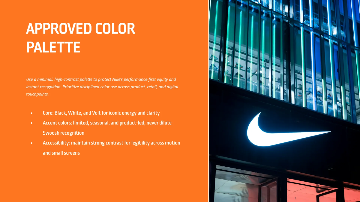 Free Nike Brand Guidelines Presentation Template to Edit Online