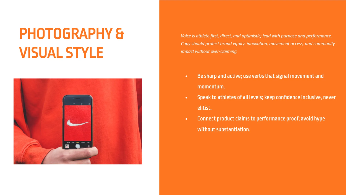 Free Nike Brand Guidelines Presentation Template to Edit Online