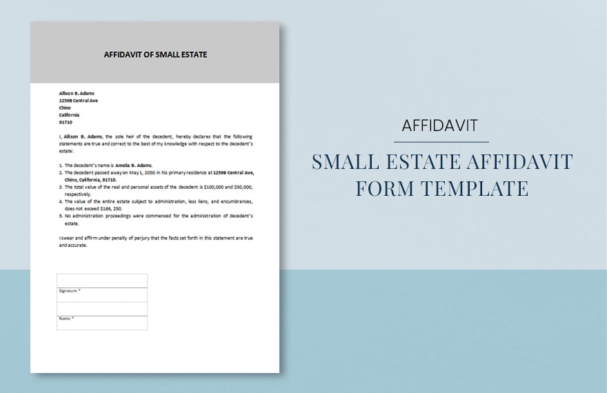 Small Estate Affidavit Form Template