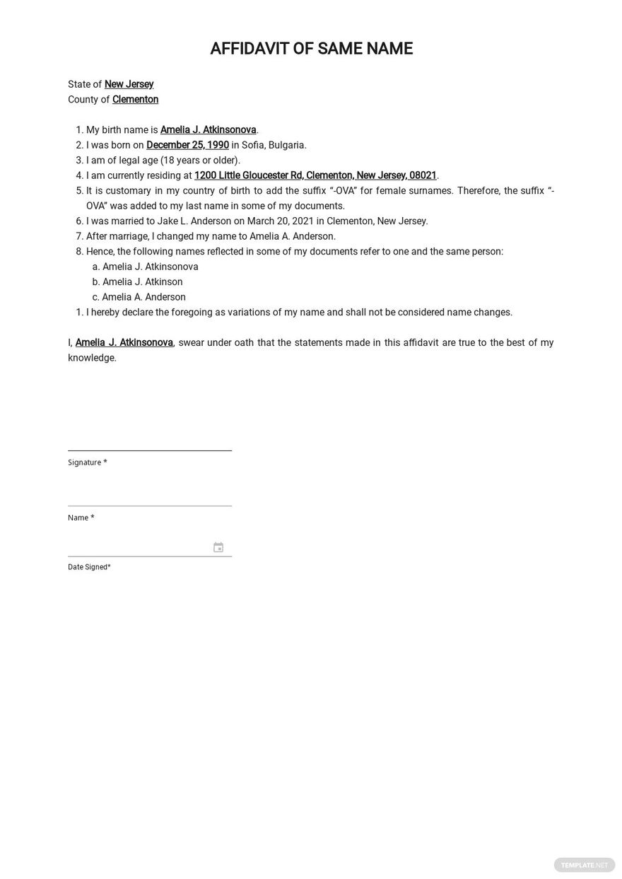 affidavit-of-name-templates-format-free-download-template