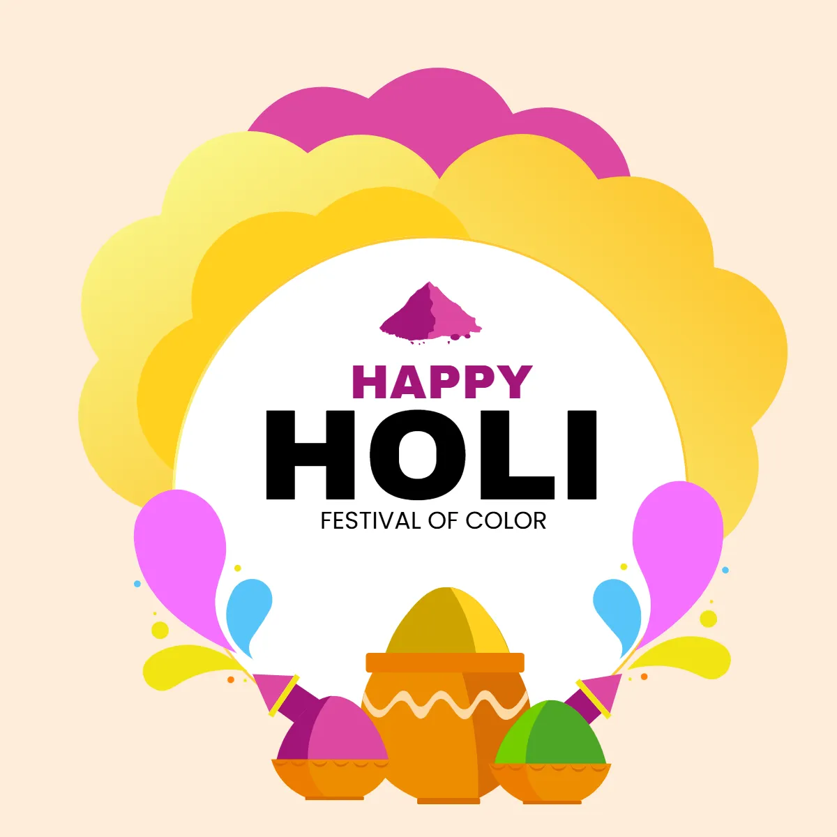Free Holi Festival Illustration Clip Arts Template to Edit Online