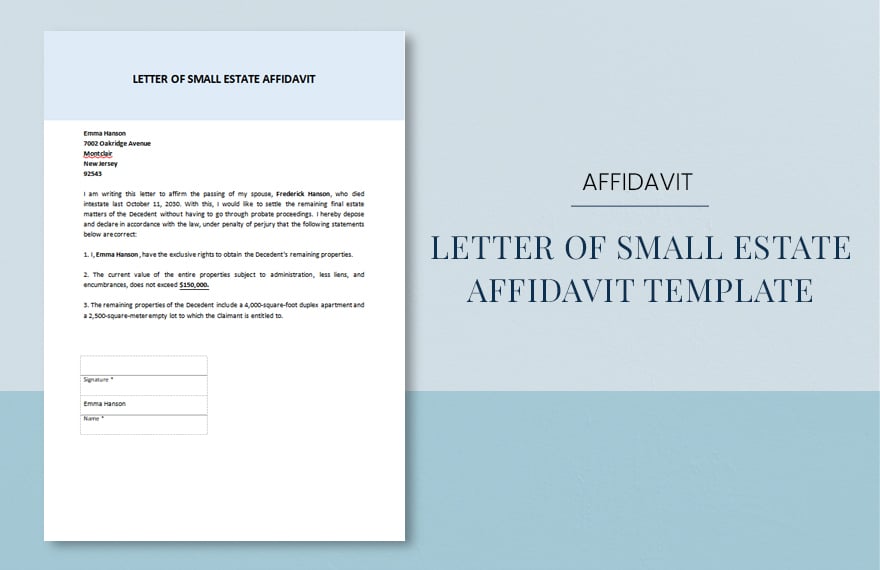 Letter of Small Estate Affidavit