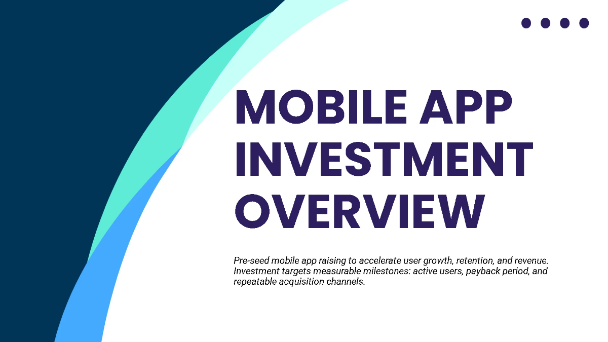 Free Mobile App Funding Pitch Deck Template to Edit Online