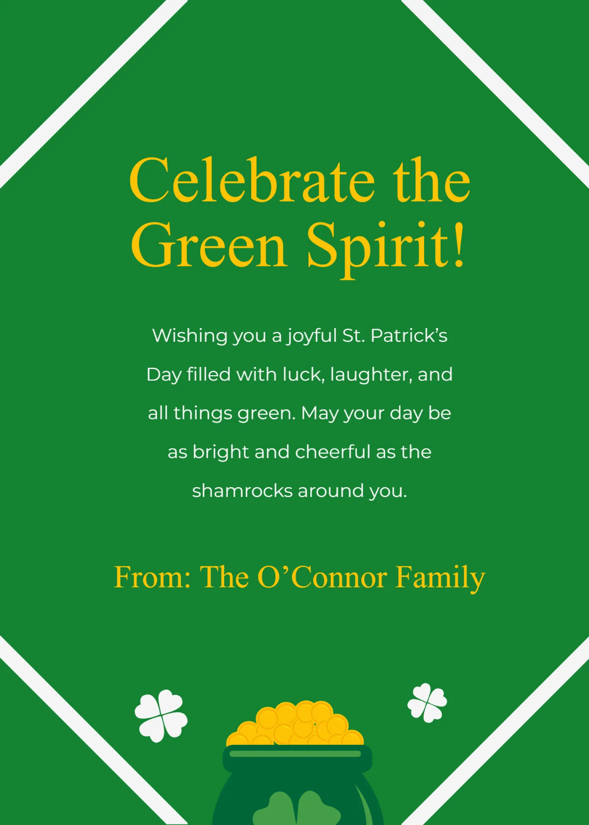 Green Spirit St. Patrick’s Day Wishes Template