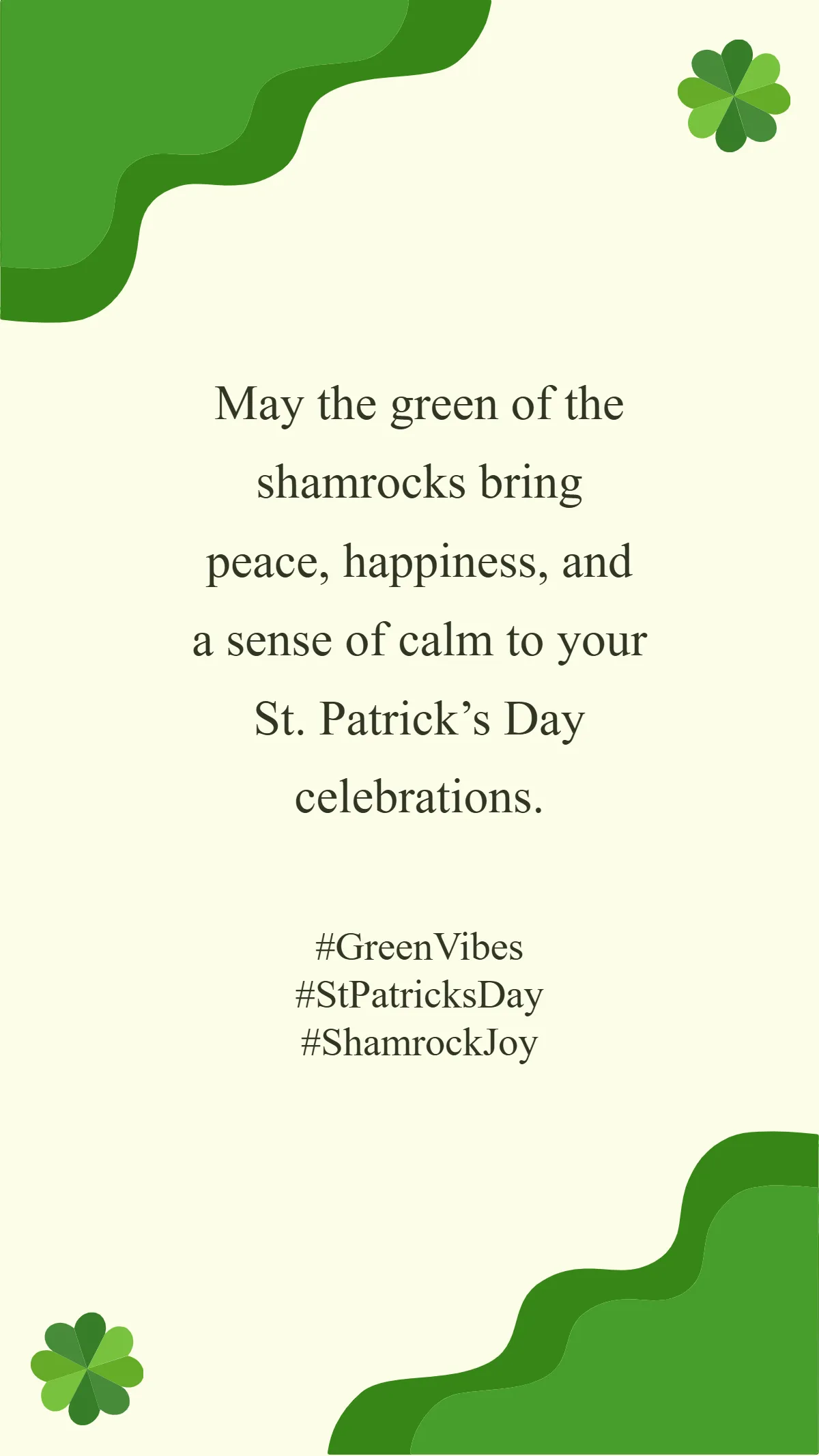 Free Green Theme St. Patrick’s Day Quotes Template to Edit Online