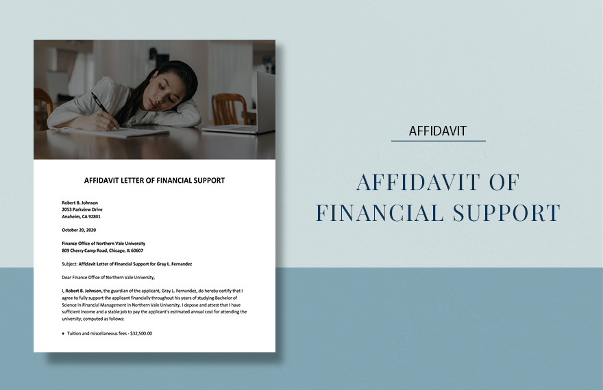 Affidavit of Financial Support Template in Word, Google Docs