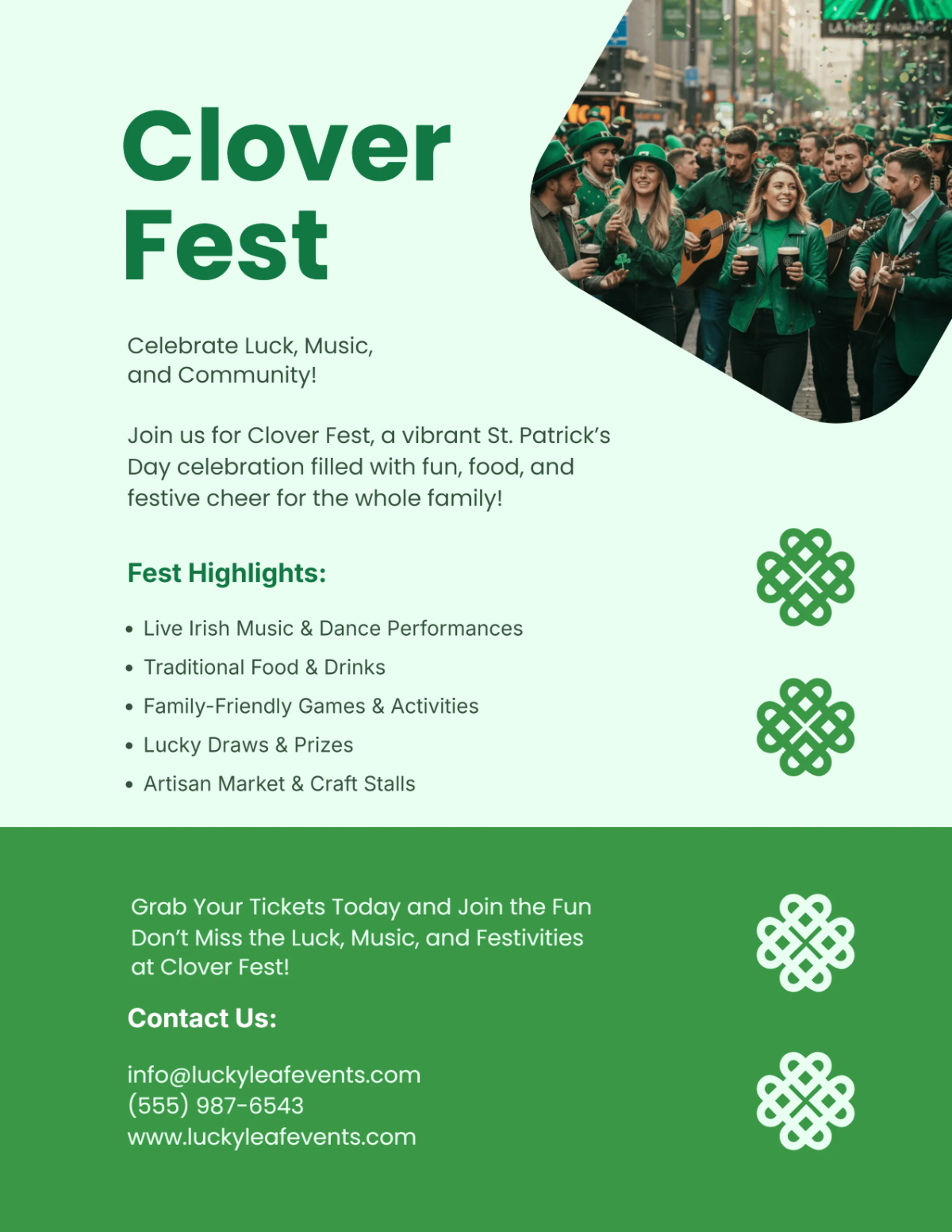 Free Clover Fest St. Patrick's Day Flyer Template to Edit Online