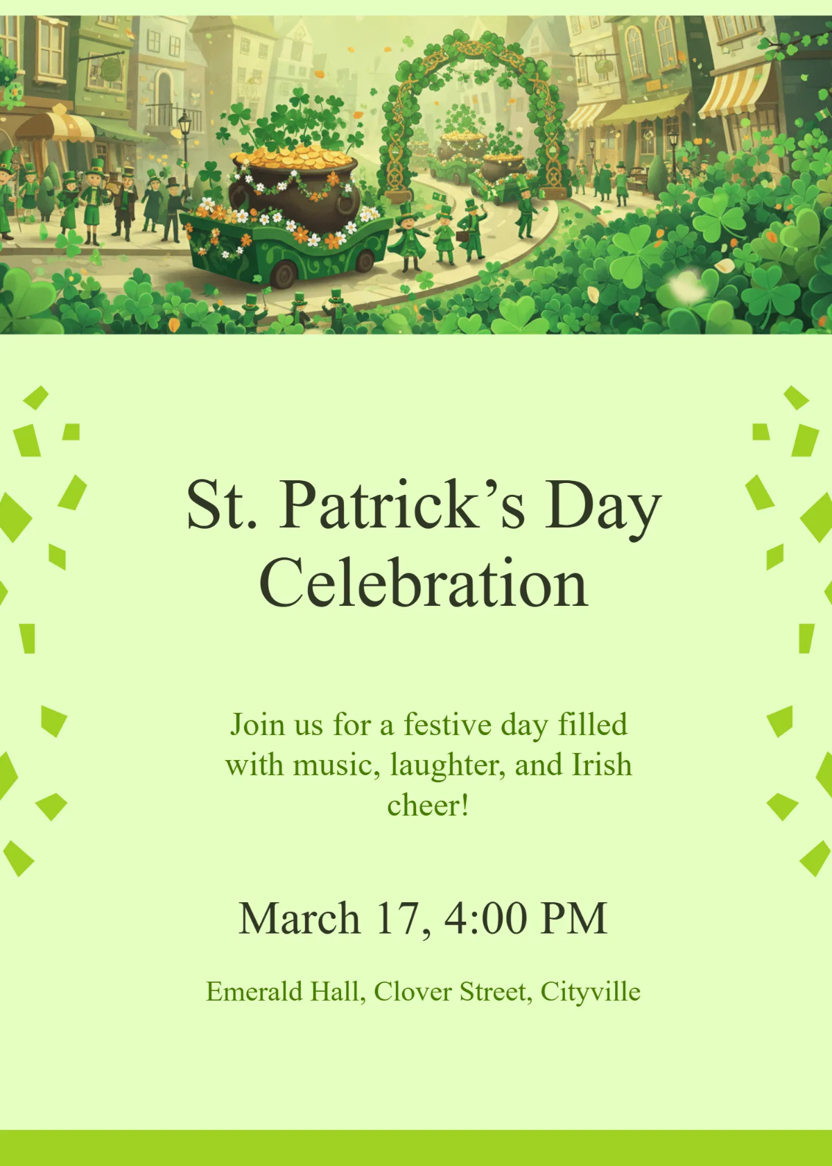 Free St. Patrick’s Day Celebration Invitation Template to Edit Online