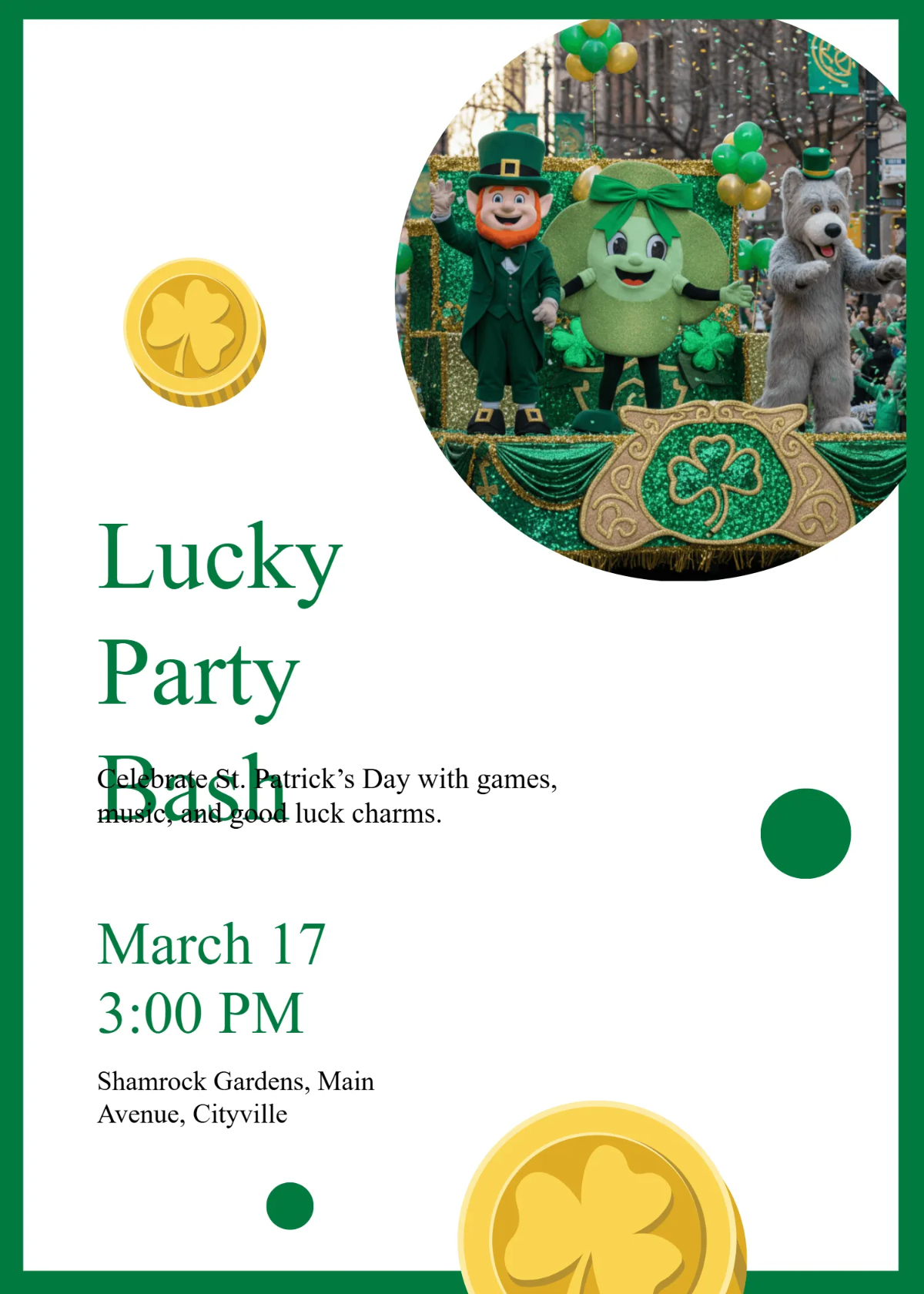 Free St. Patrick’s Day Lucky Party Invitation Template to Edit Online