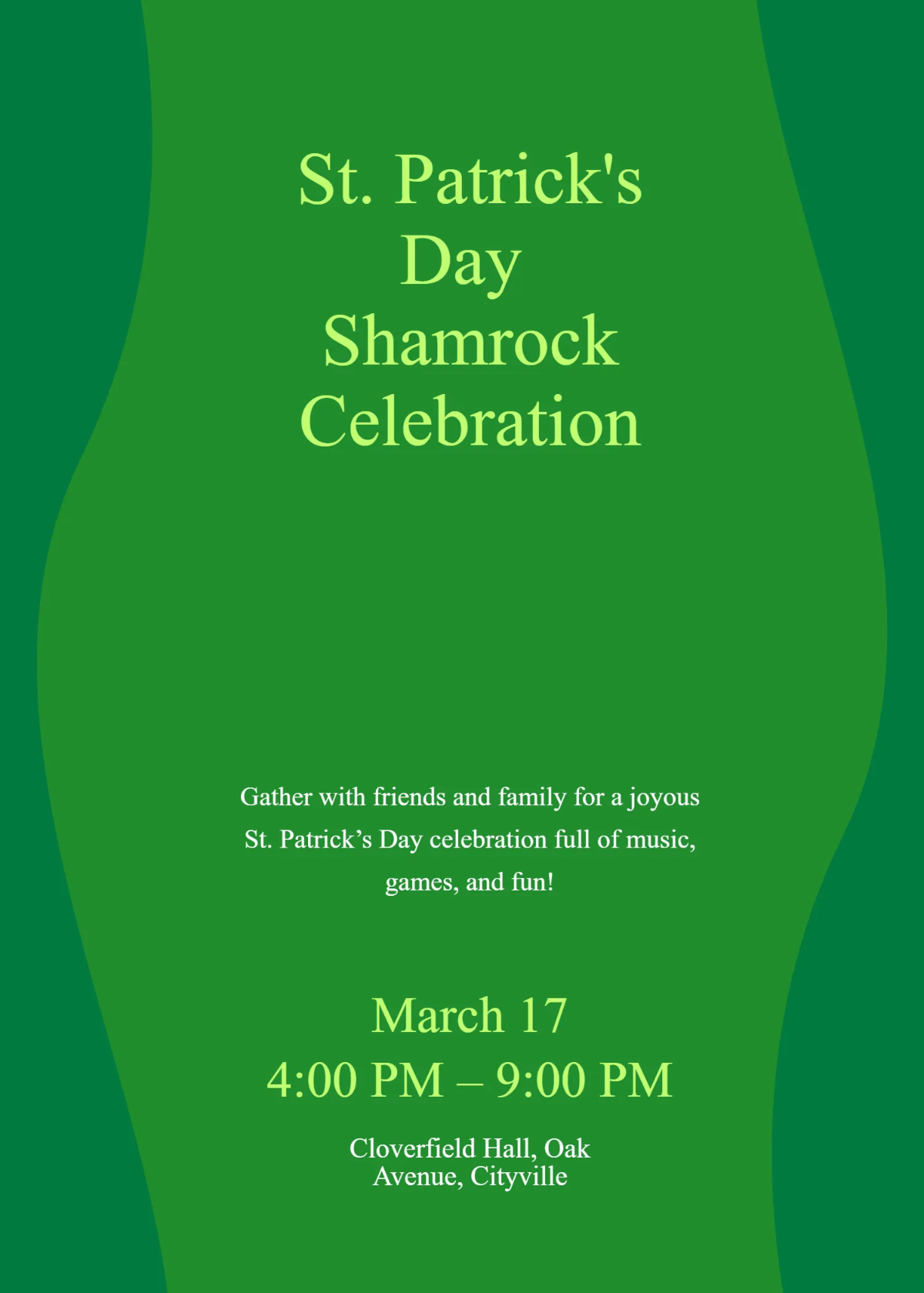 Free Happy Shamrock Celebration Invitation Template to Edit Online
