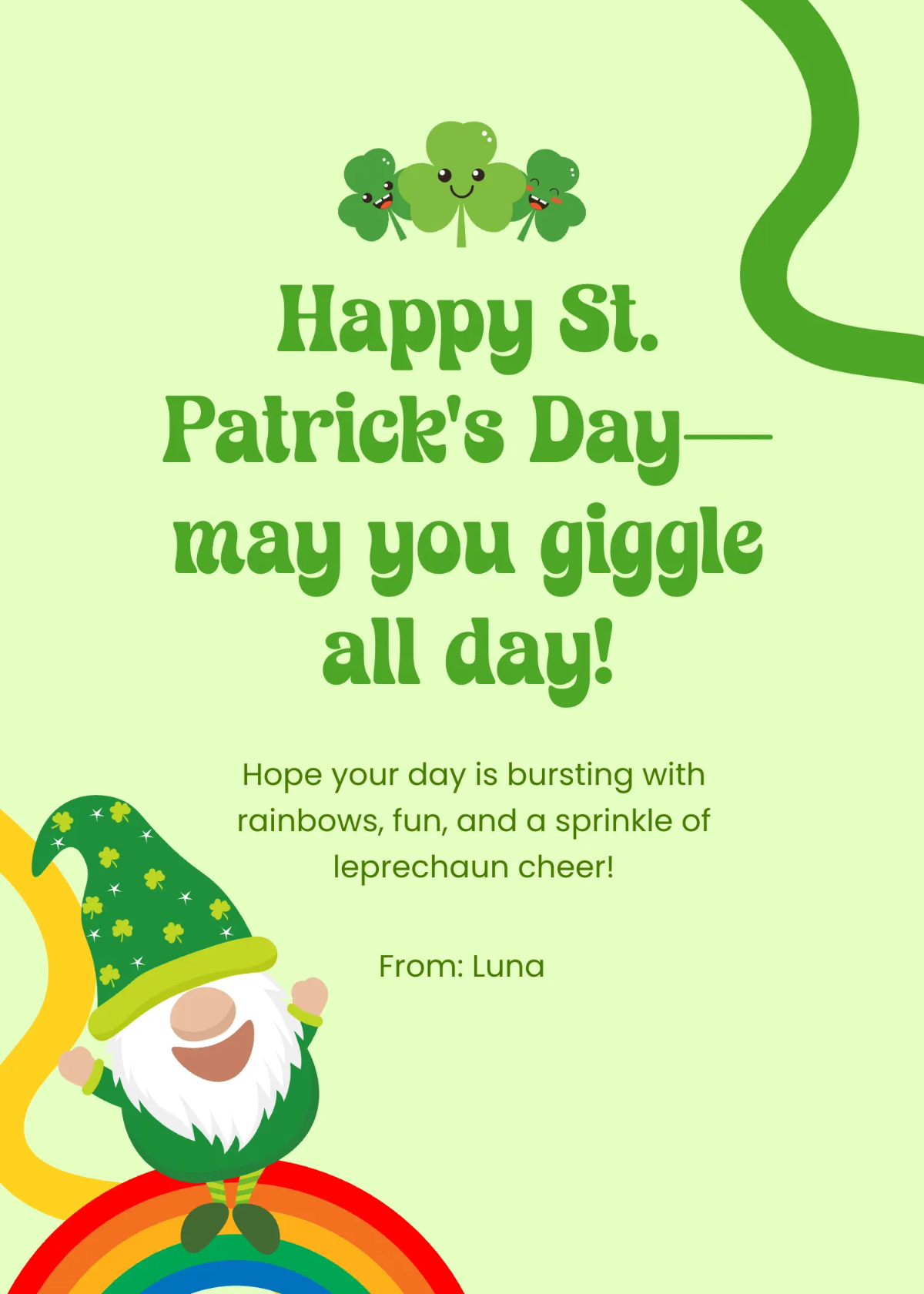 Free St. Patrick's Day Kids Wishes Template to Edit Online
