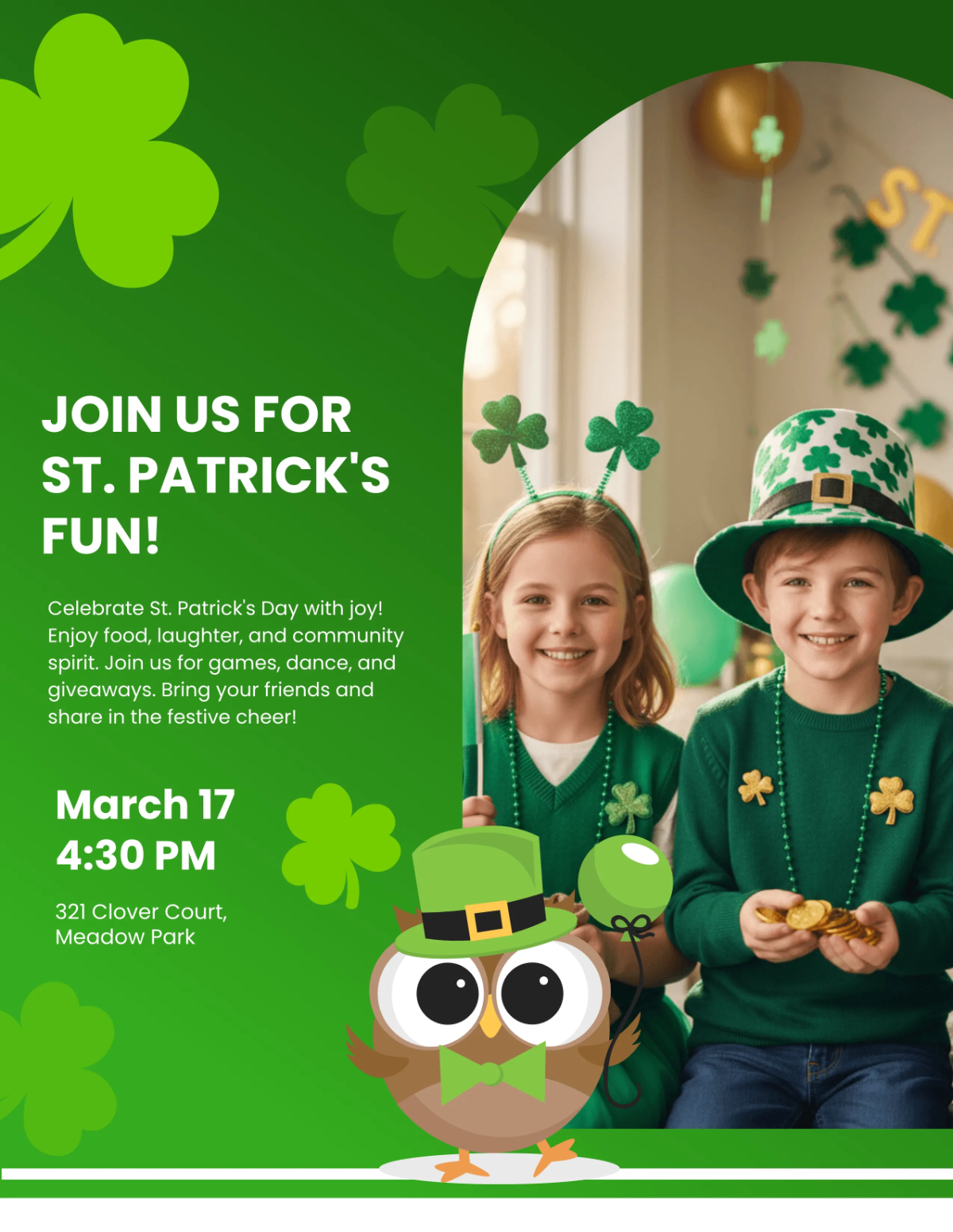 Free Cute St. Patrick’s Day Flyer Template to Edit Online