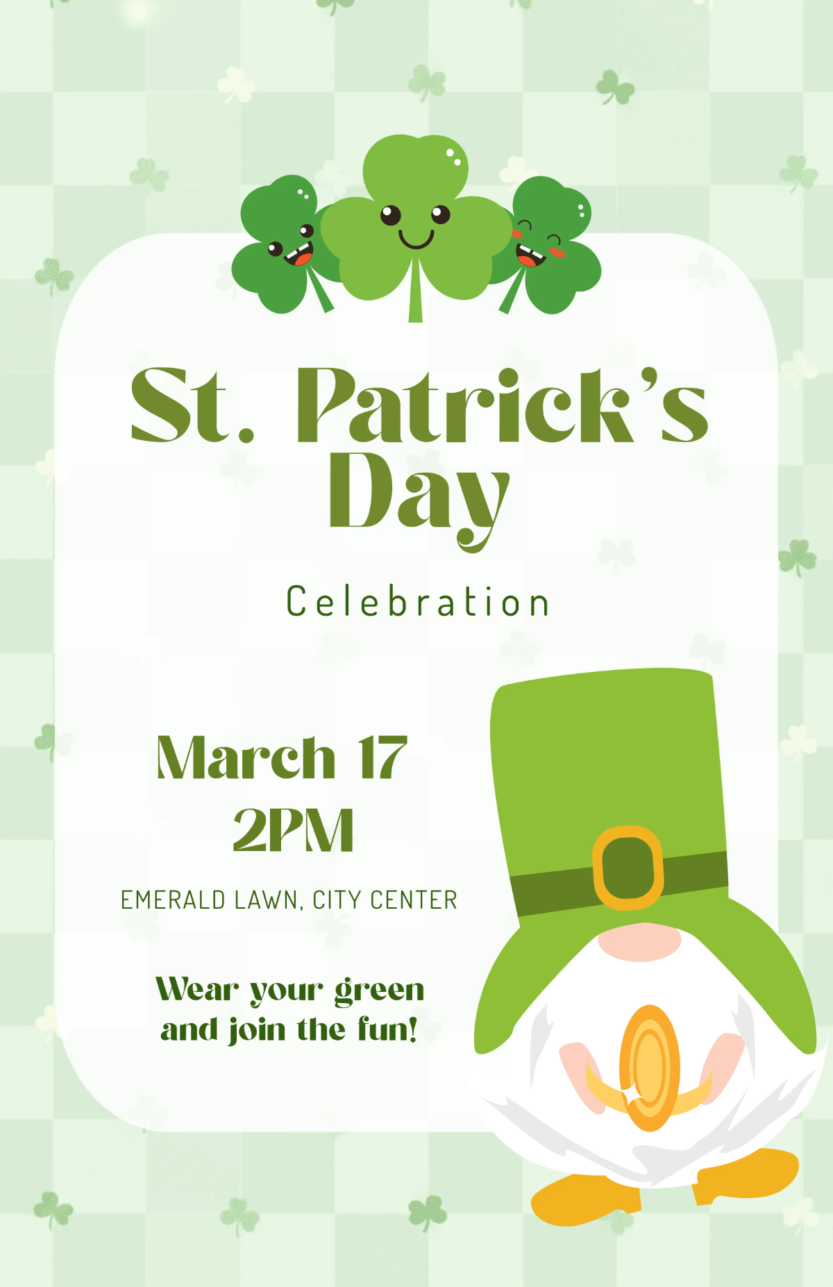 Free Cute St. Patrick’s Day Poster Template to Edit Online