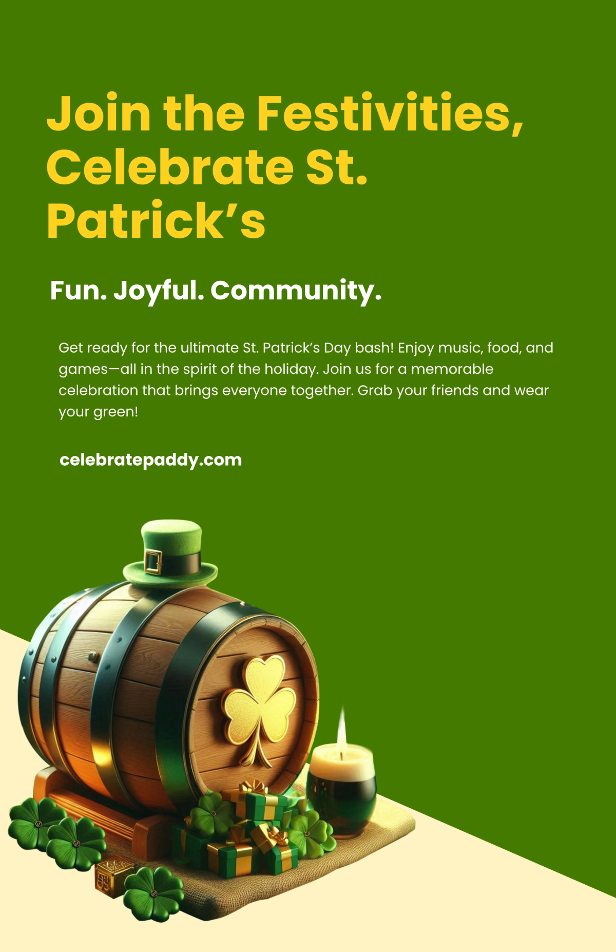 Free St. Patrick’s Day Party Poster Template to Edit Online