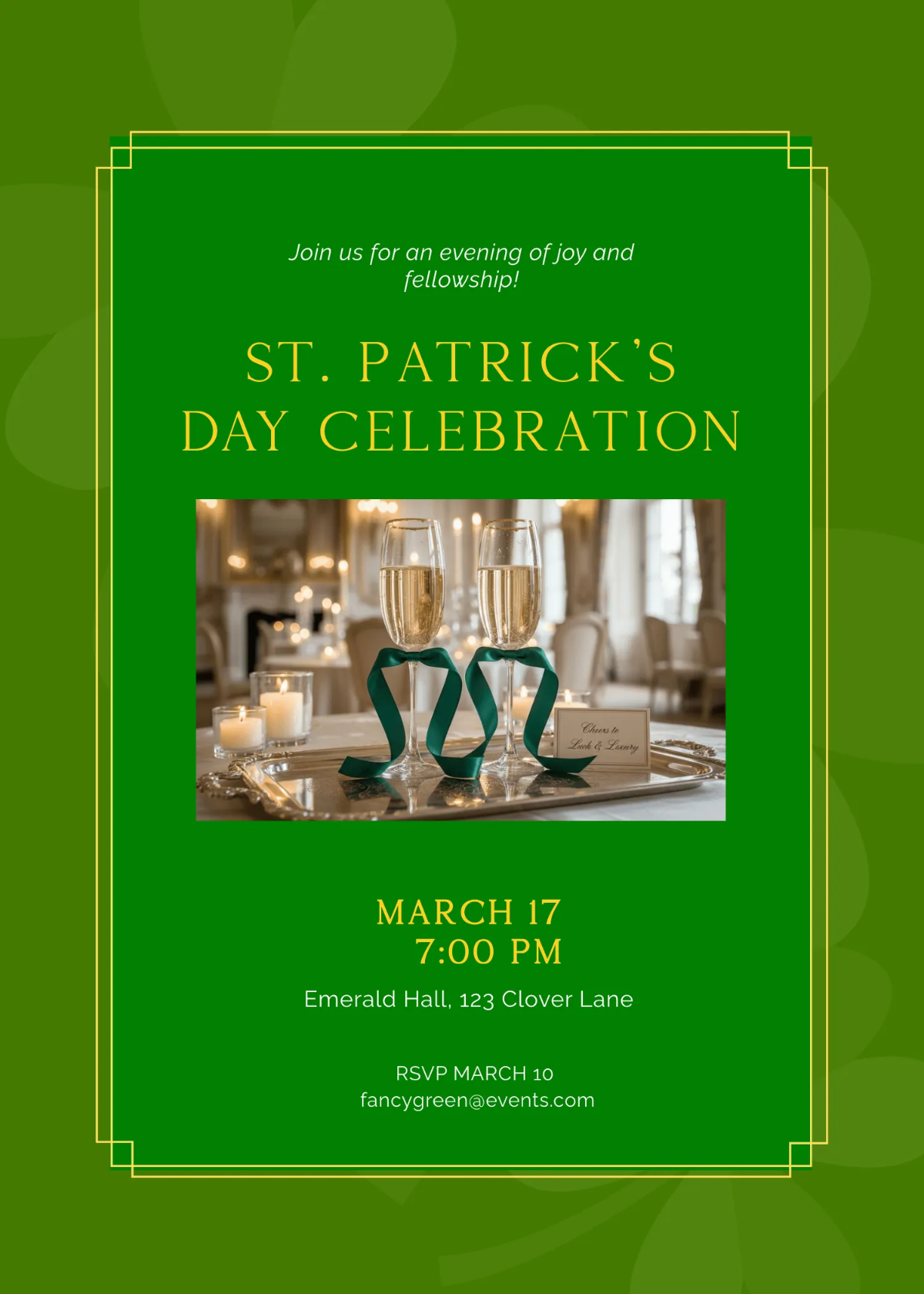 Free Elegant St Patrick's Day Invitation Template to Edit Online