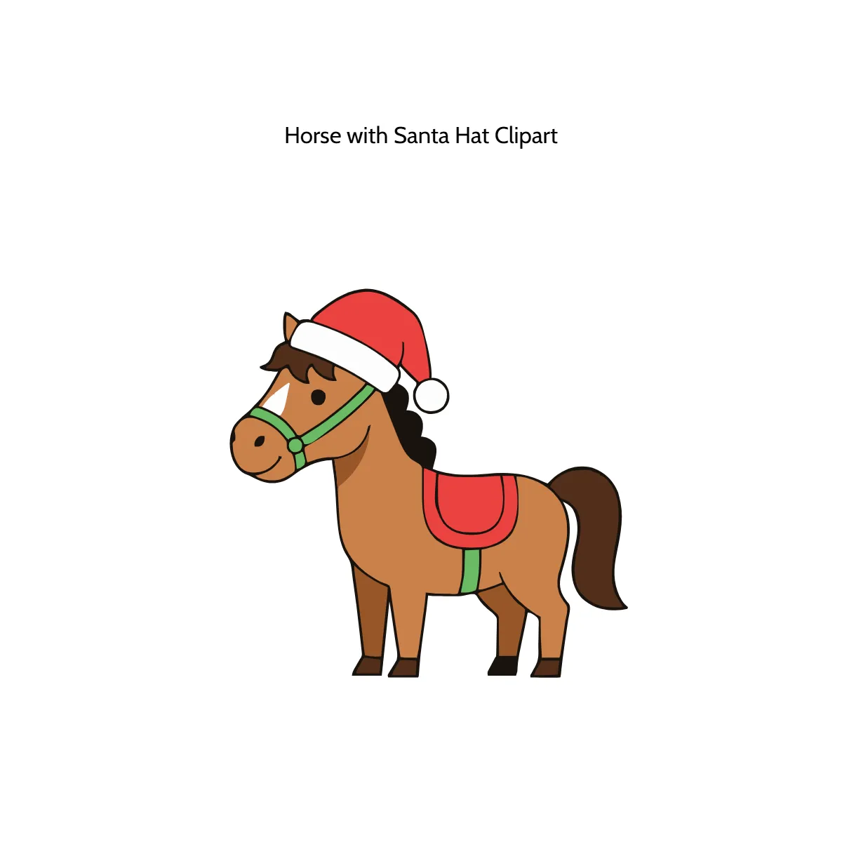 Horse with Santa Hat Clipart