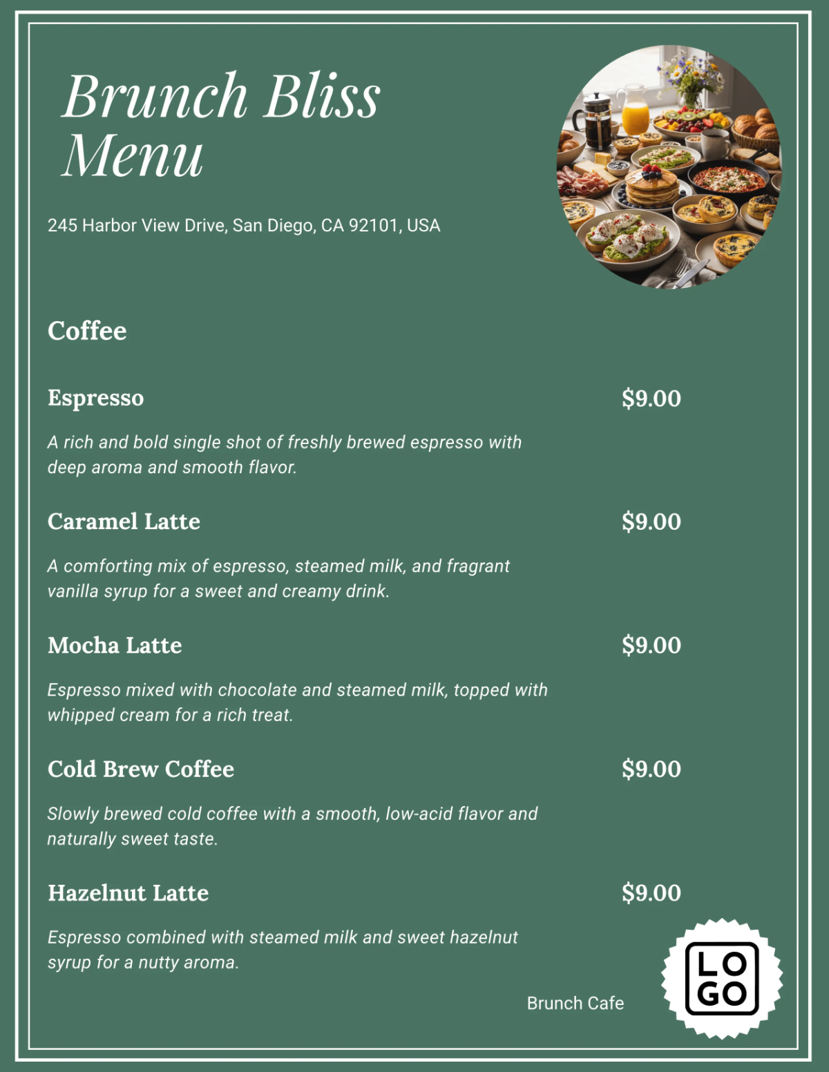 Free Brunch Menu Board Template to Edit Online