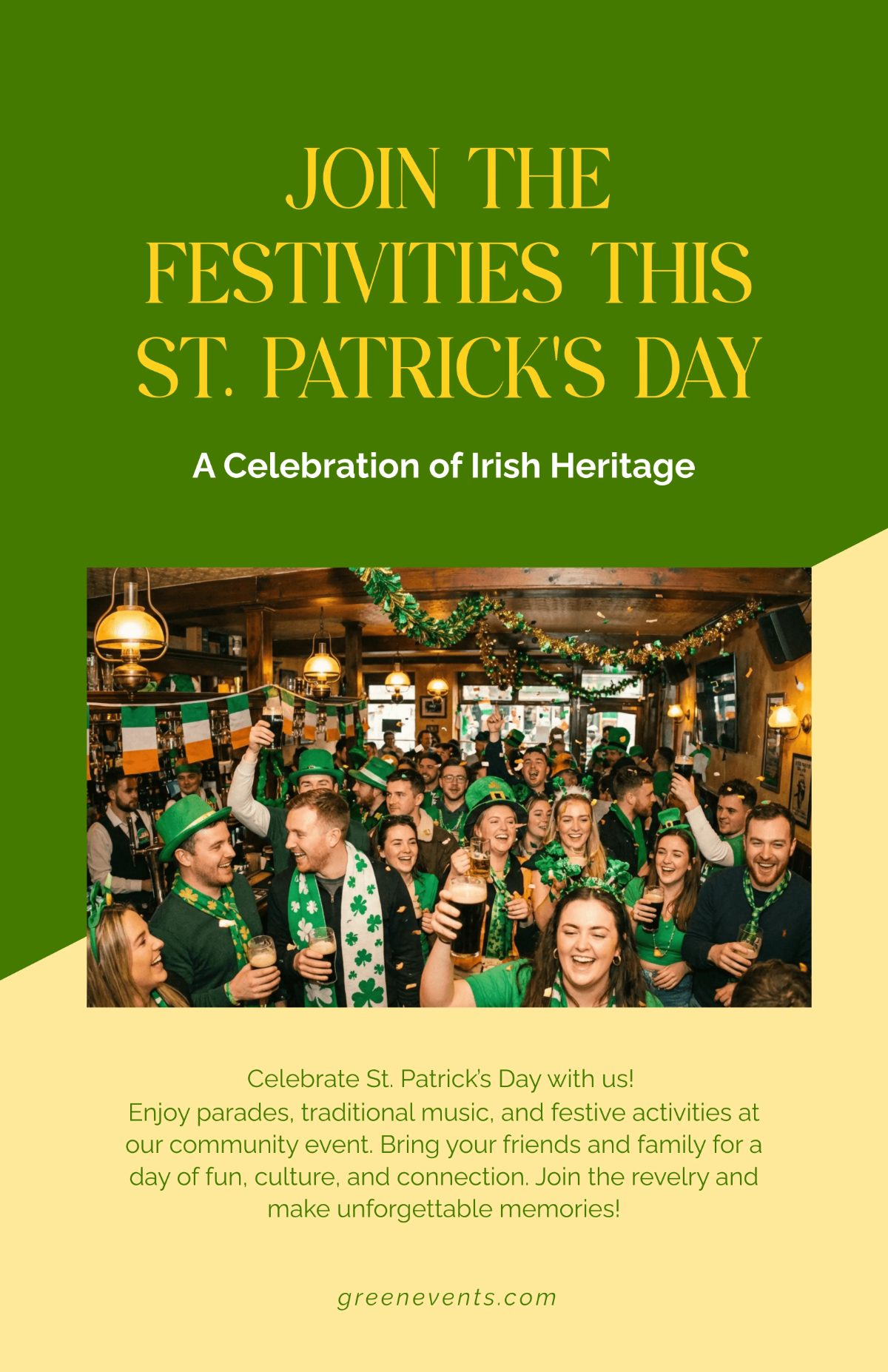 Free St. Patrick’s Day Event Poster Template to Edit Online