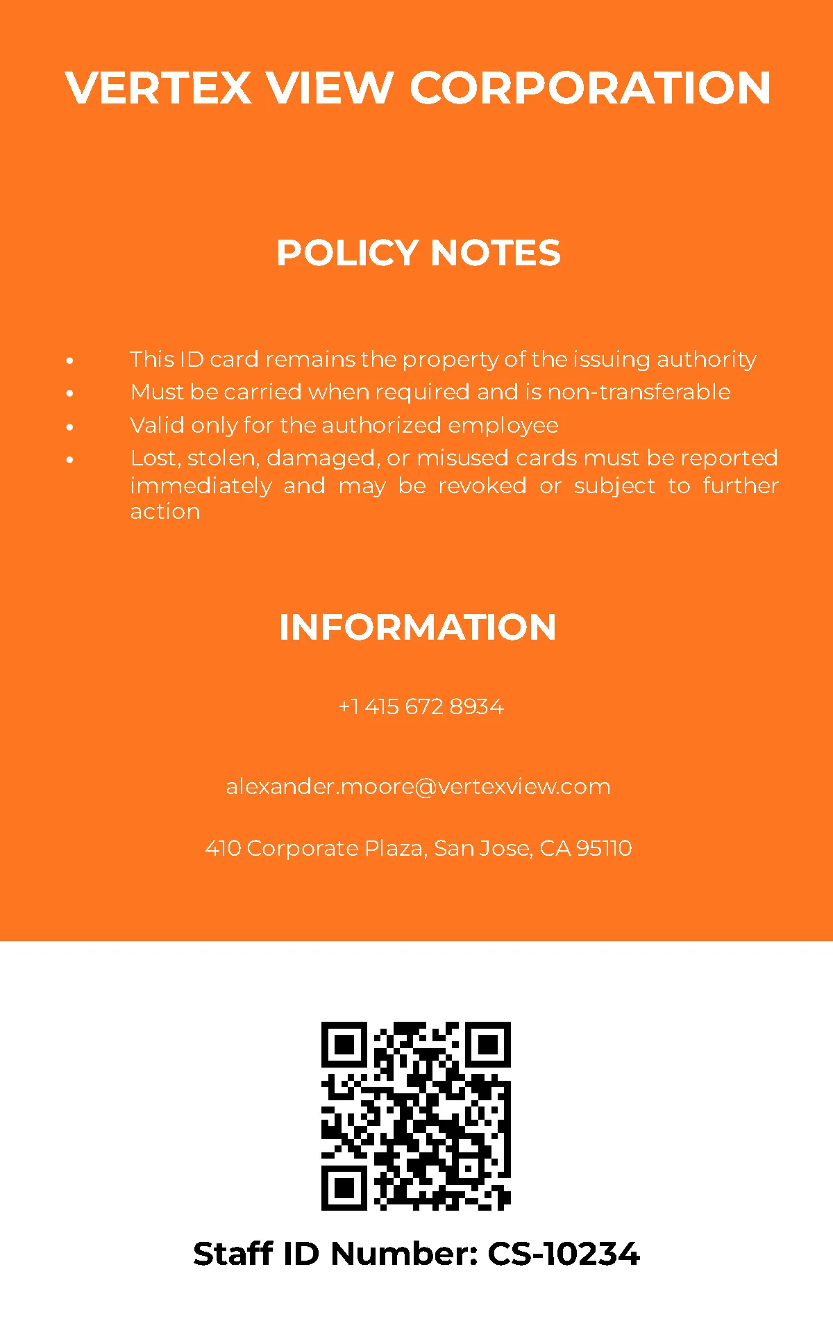 Free Corporate Staff Identification Card Template to Edit Online