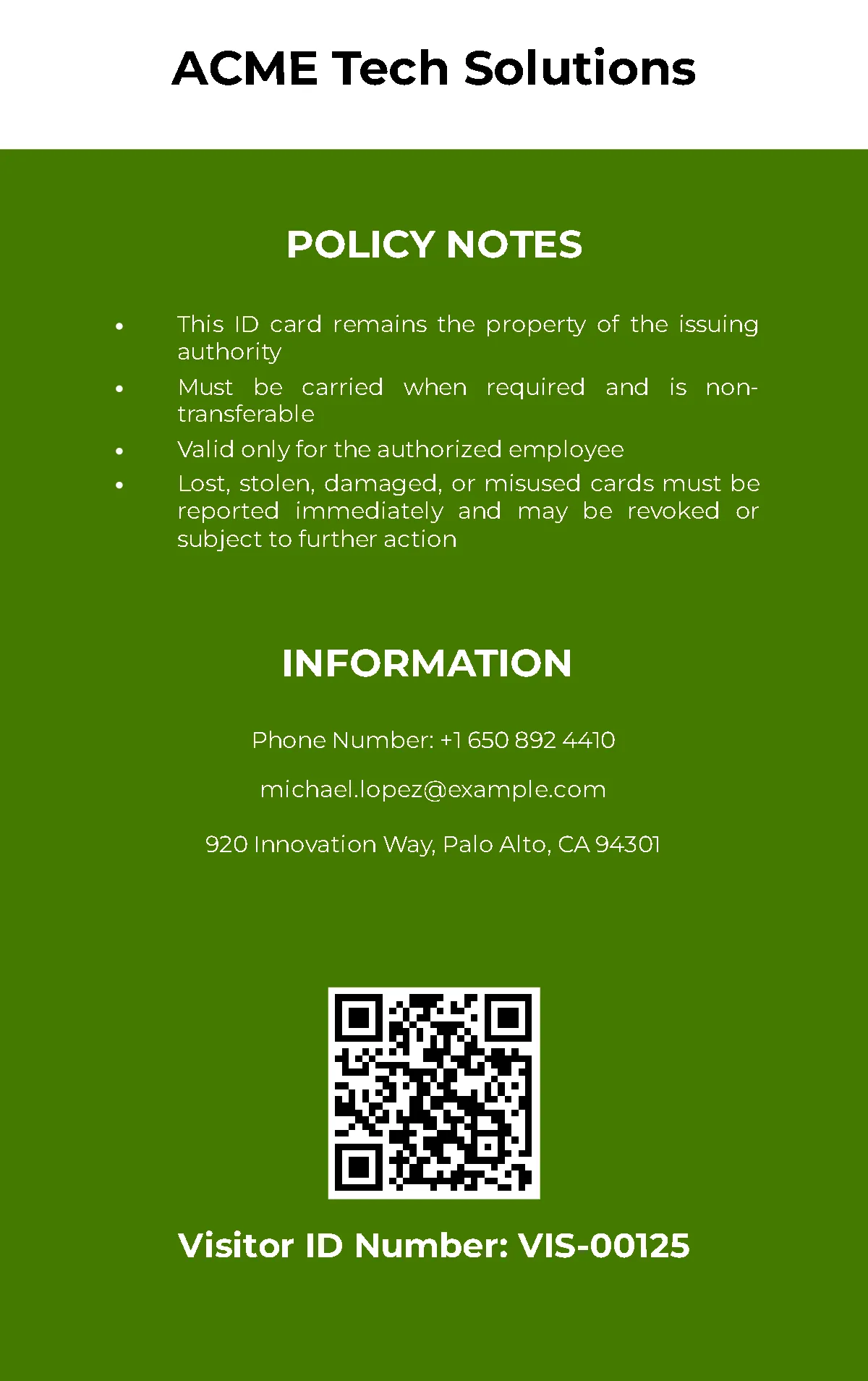 Free Visitor Identification Card Template to Edit Online