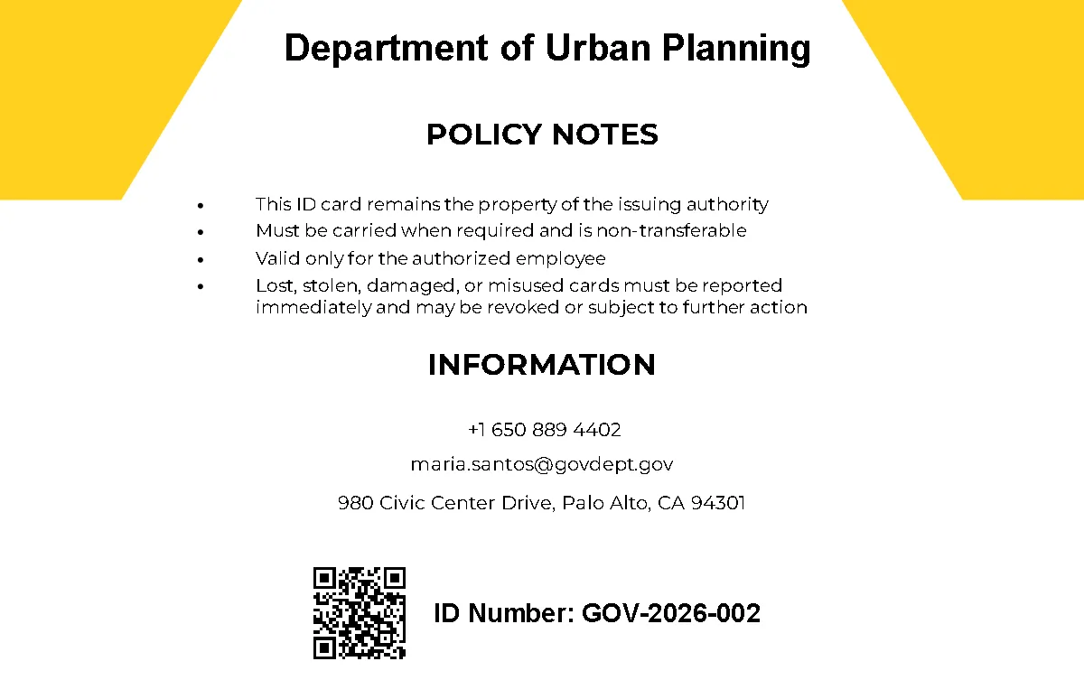 Free Government-Style ID Card Template to Edit Online
