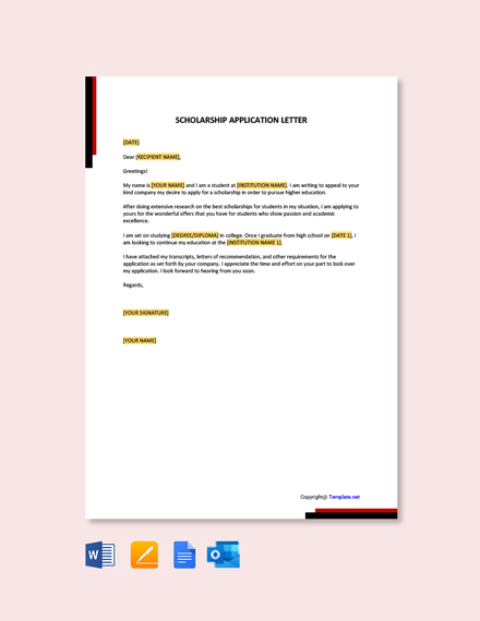 sample application letter for high school scholarship