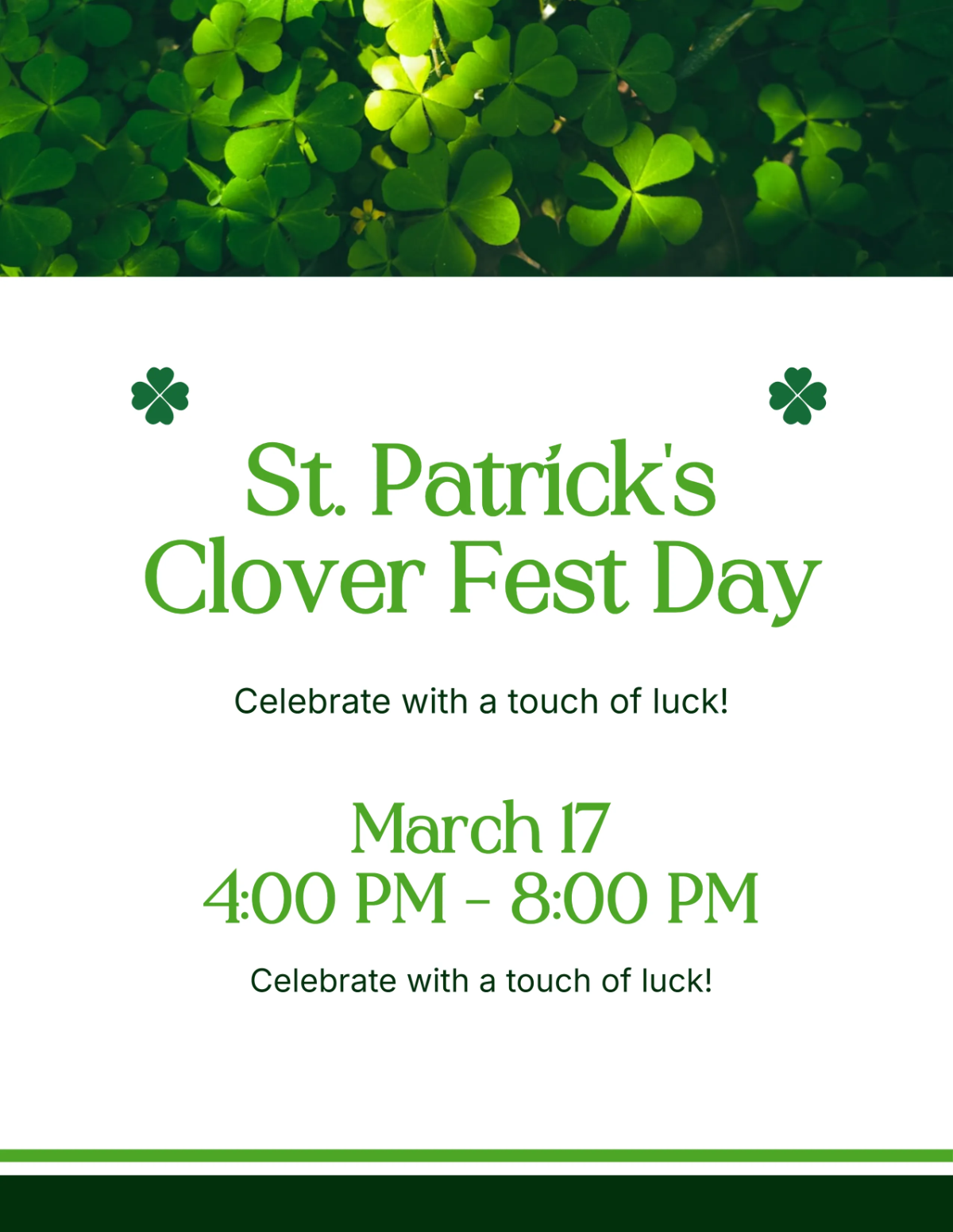 Free Clover Luck St. Patrick’s Day Flyer Template to Edit Online
