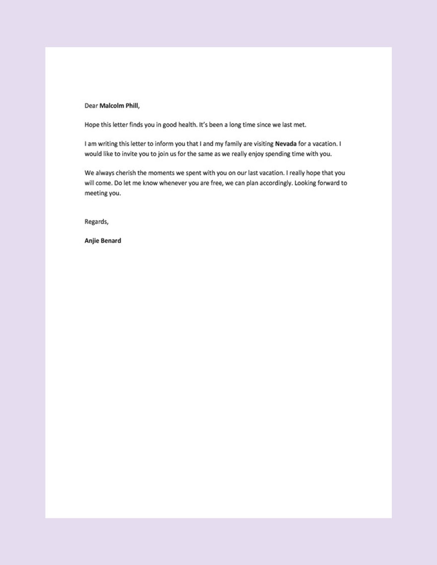 Simple Friendly Letter Template
