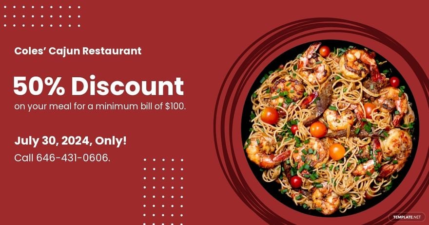 Free Restaurant Discount Facebook Post Template