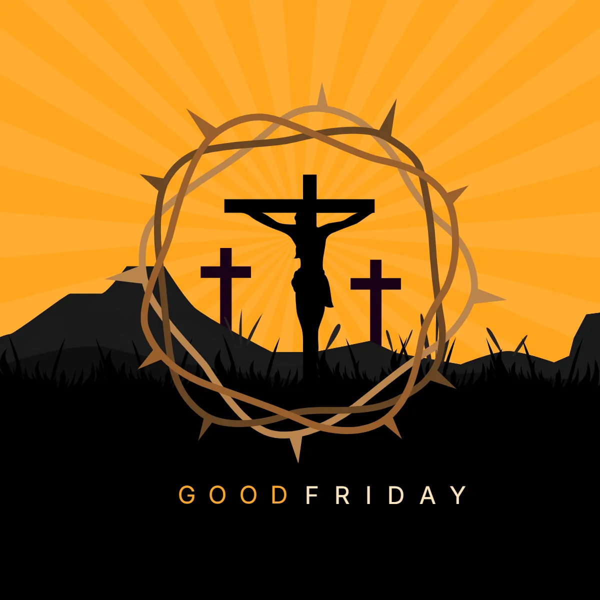 Free Good Friday Black Yellow Clip Arts Template to Edit Online