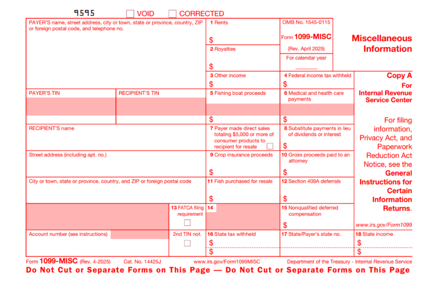 1099-MISC Form 2025