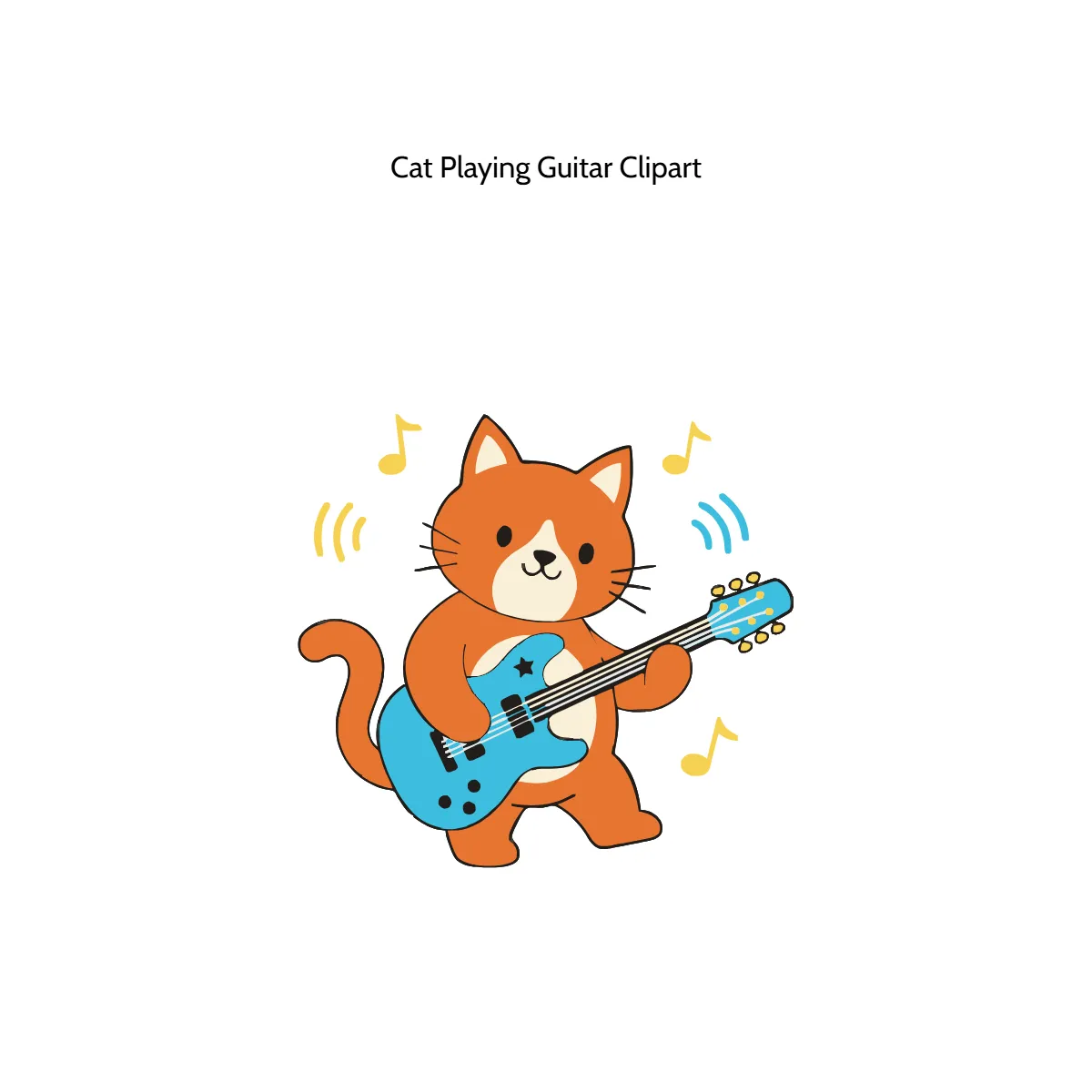 Cat Playing Guitar Clipart